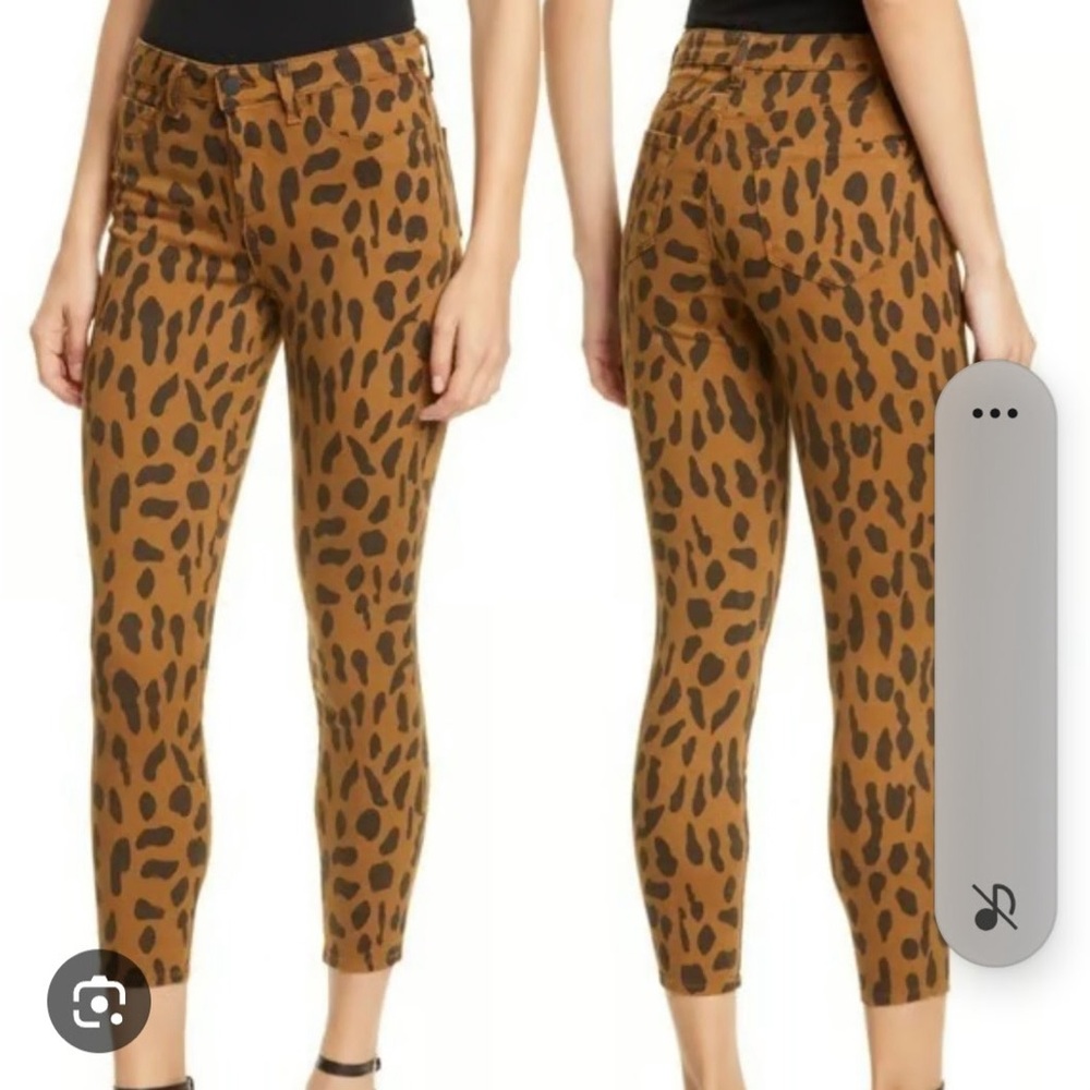 L'AGENCE Margot Brown Leopard Print Skinny crop Pants